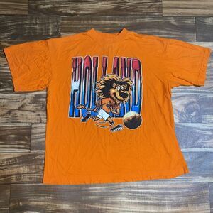 Vintage 90s Holland Netherlands Soccer World Cup Orange Graphic T-Shirt Large